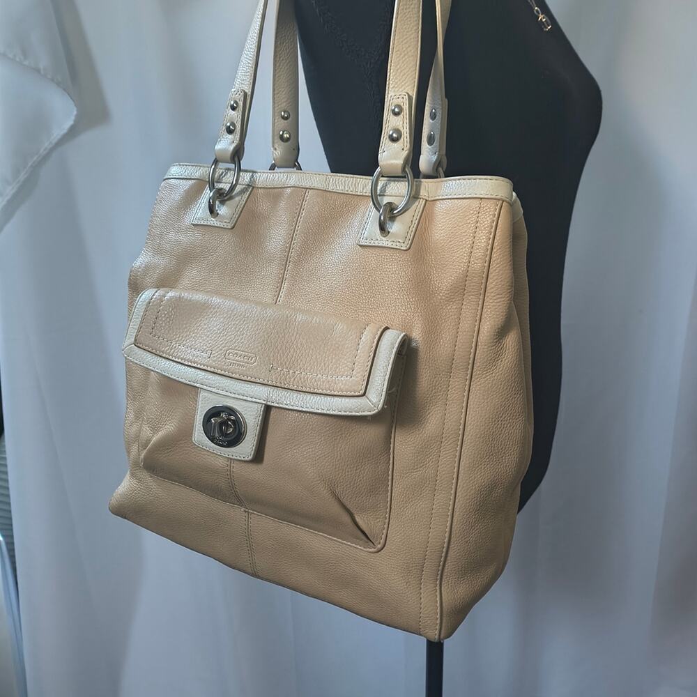 Vintage Coach Penelope Turnlock Carryall Leather Satchel Tote